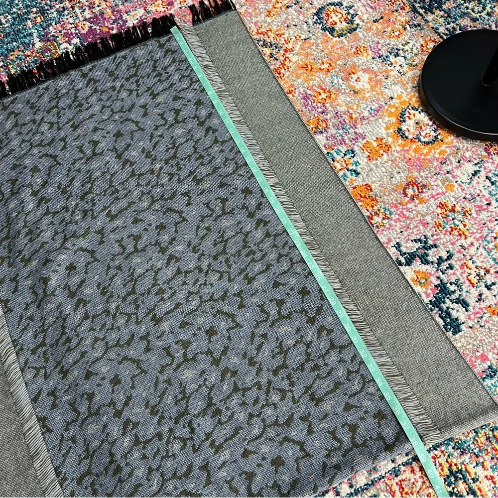 Anthropologie Green Blue Patterned Blend Fringe‎ Scarf